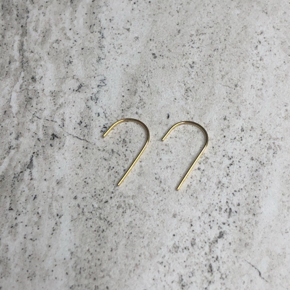 925 Sterling Silver Gold Thread Through Earrings - Picture 5 of 12